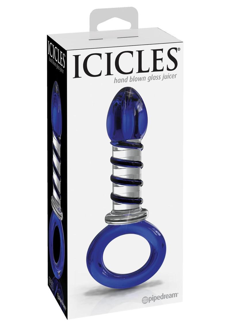 Sonda para exprimidor de vidrio texturizado Icicles No 81 transparente y azul de 3,9 pulgadas