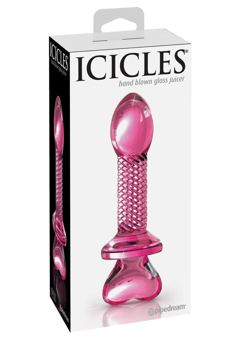 Sonda para exprimidor de vidrio texturizado Icicles No 82 de 4 pulgadas de color rosa