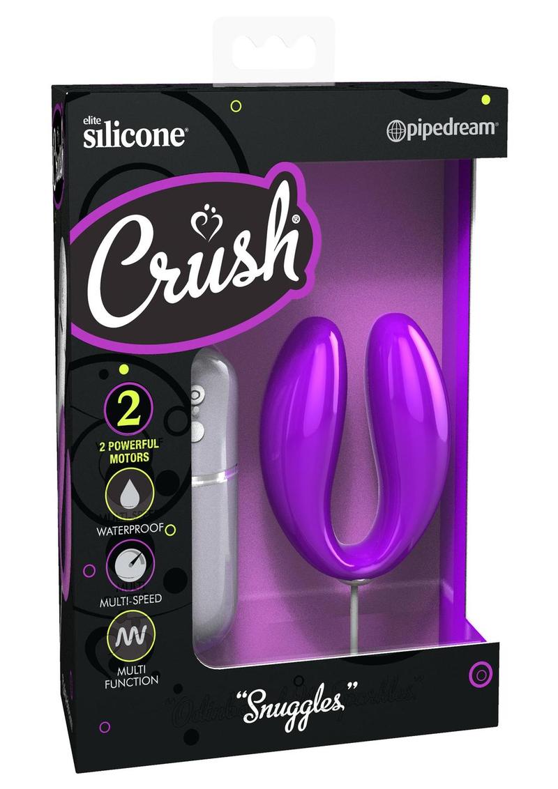 Vibrador para parejas con control remoto de silicona Crush Snuggles, resistente al agua, color morado