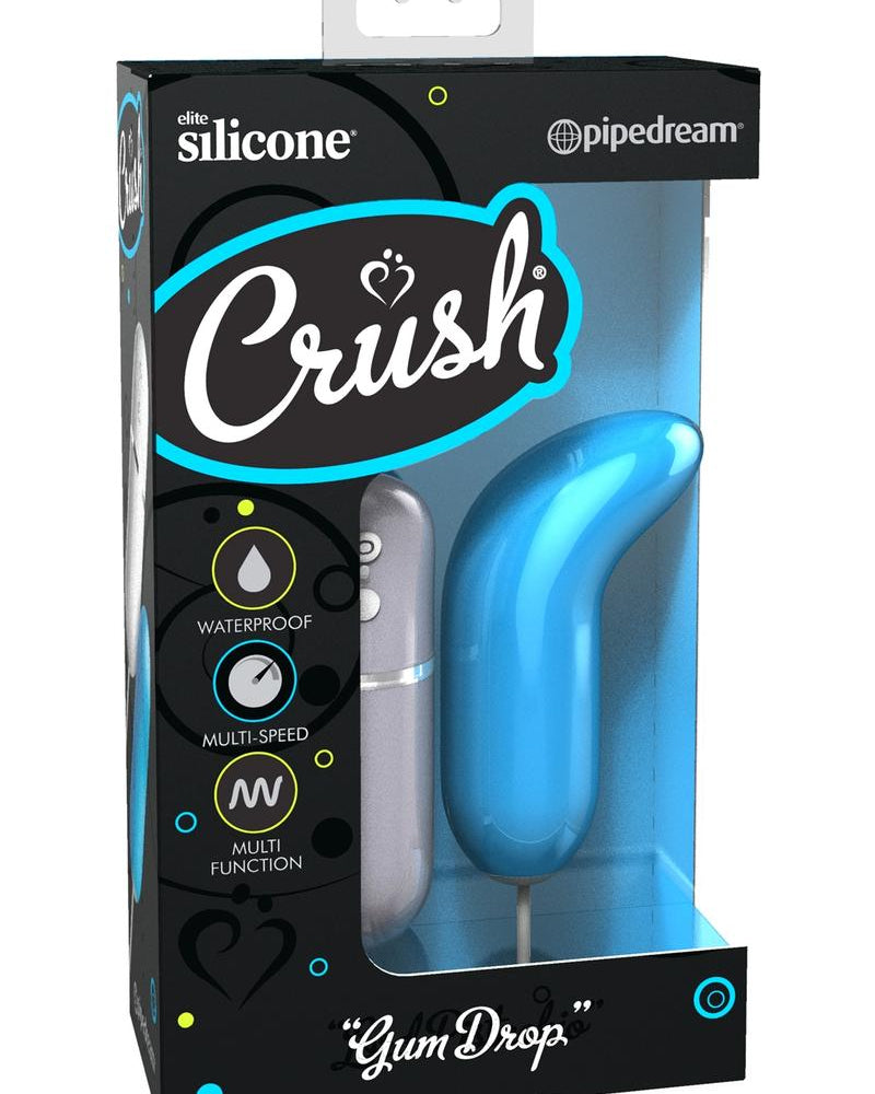Control remoto con cable Crush Gum Drop, bala de silicona para punto G, resistente al agua, color azul