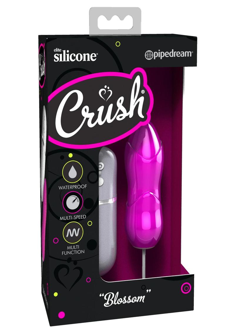 Control remoto con cable Crush Blossom de silicona texturizada con forma de bala, resistente al agua, color rosa