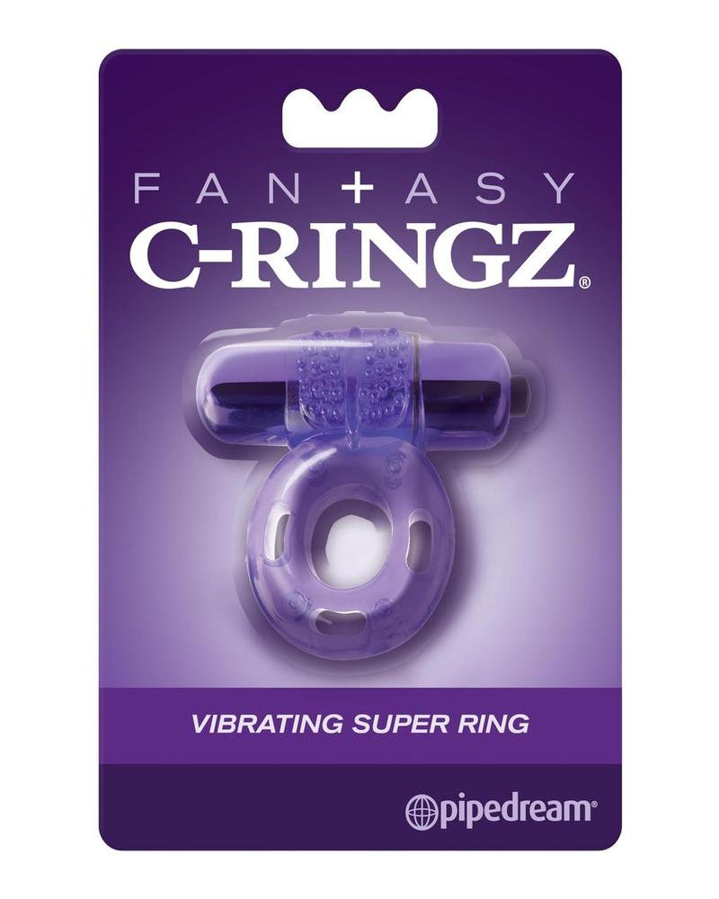 Anillo vibrador para el pene Fantasy C-Ringz con textura, resistente al agua, morado, 2,32 pulgadas de diámetro