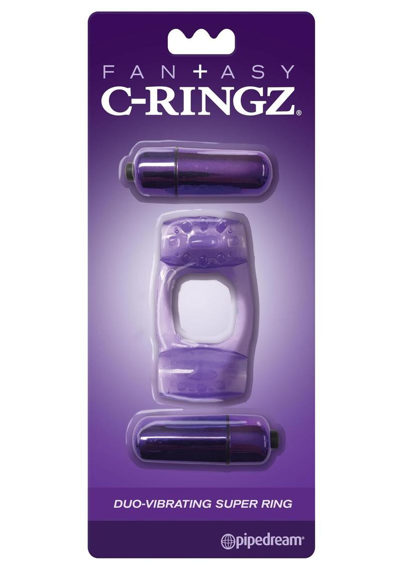 Fantasy C-Ringz Duo-Vibrating Super Ring With Clitoral Stimulation Waterproof Purple