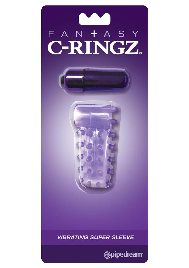 Fantasy C-Ringz Vibrating Super Sleeve Textured Cock Sleeve Showerproof Purple