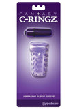 Fantasy C-Ringz Vibrating Super Sleeve Textured Cock Sleeve Showerproof Purple