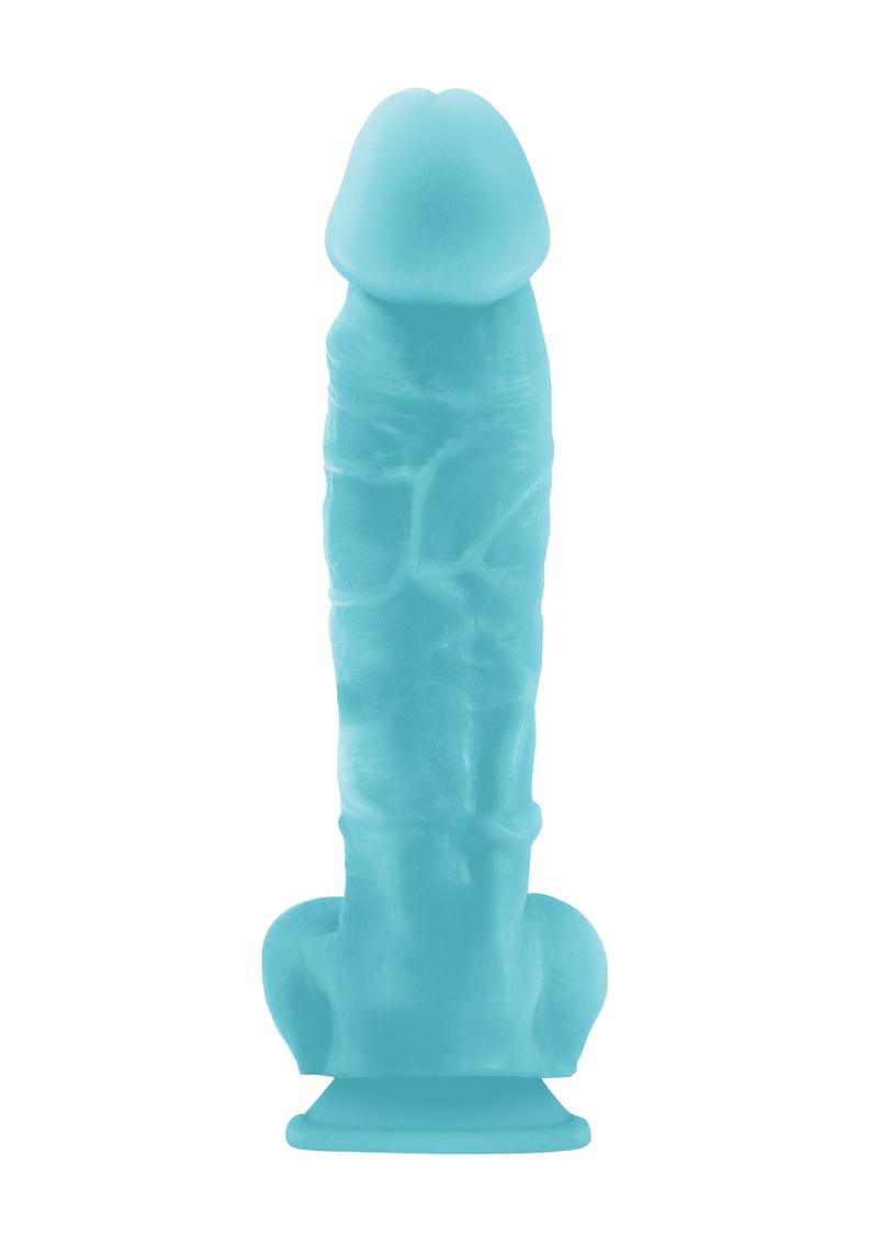 Firefly Pleasures - Pene realista de silicona que brilla en la oscuridad, color azul, 8 pulgadas