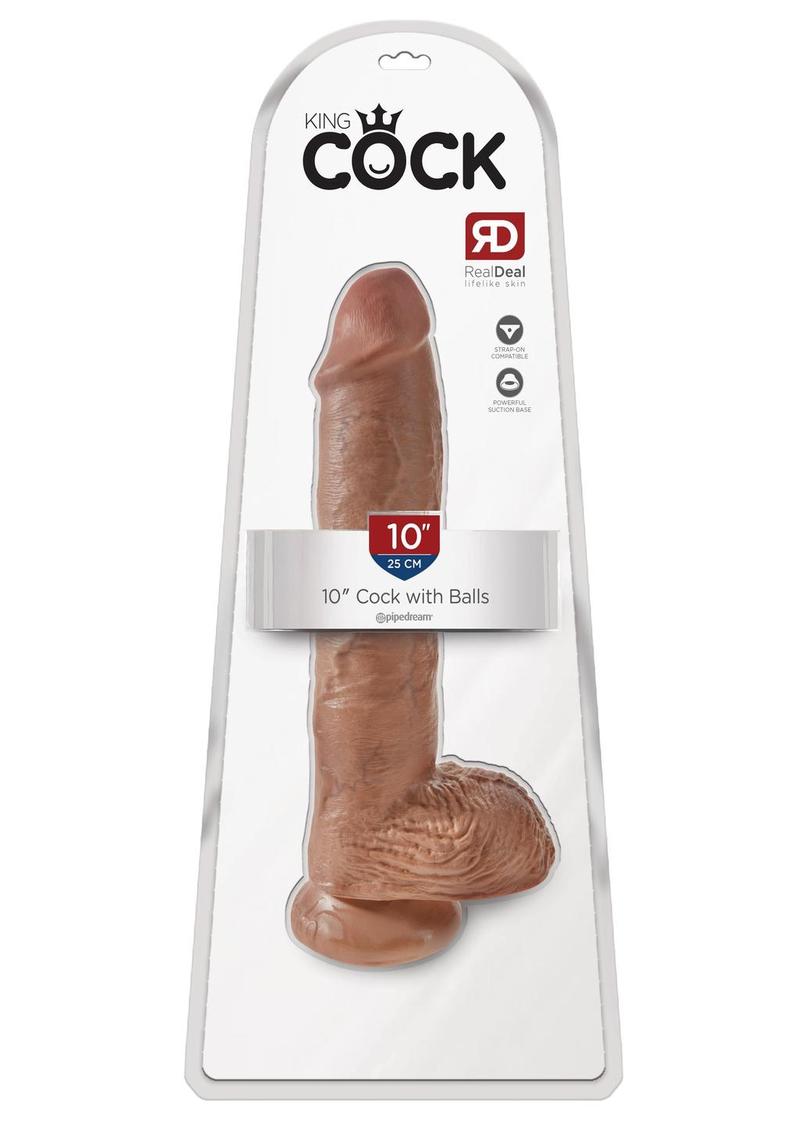 Consolador realista King Cock con bolas color bronce de 10 pulgadas