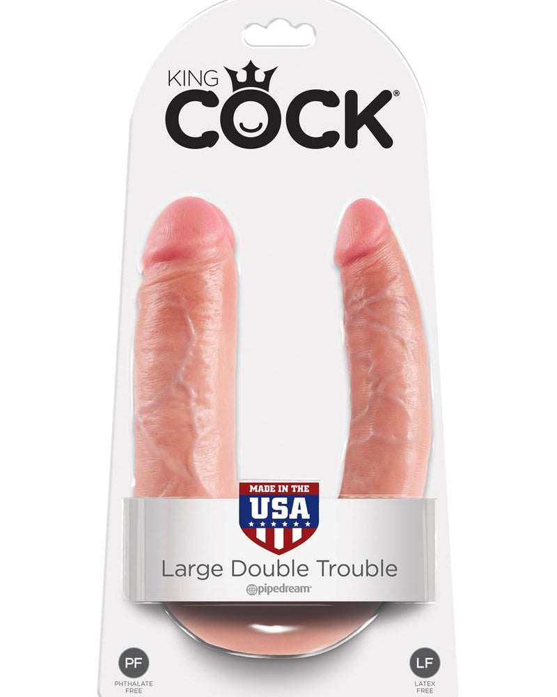King Cock U-Shaped Large Double Trouble Dildo Tan