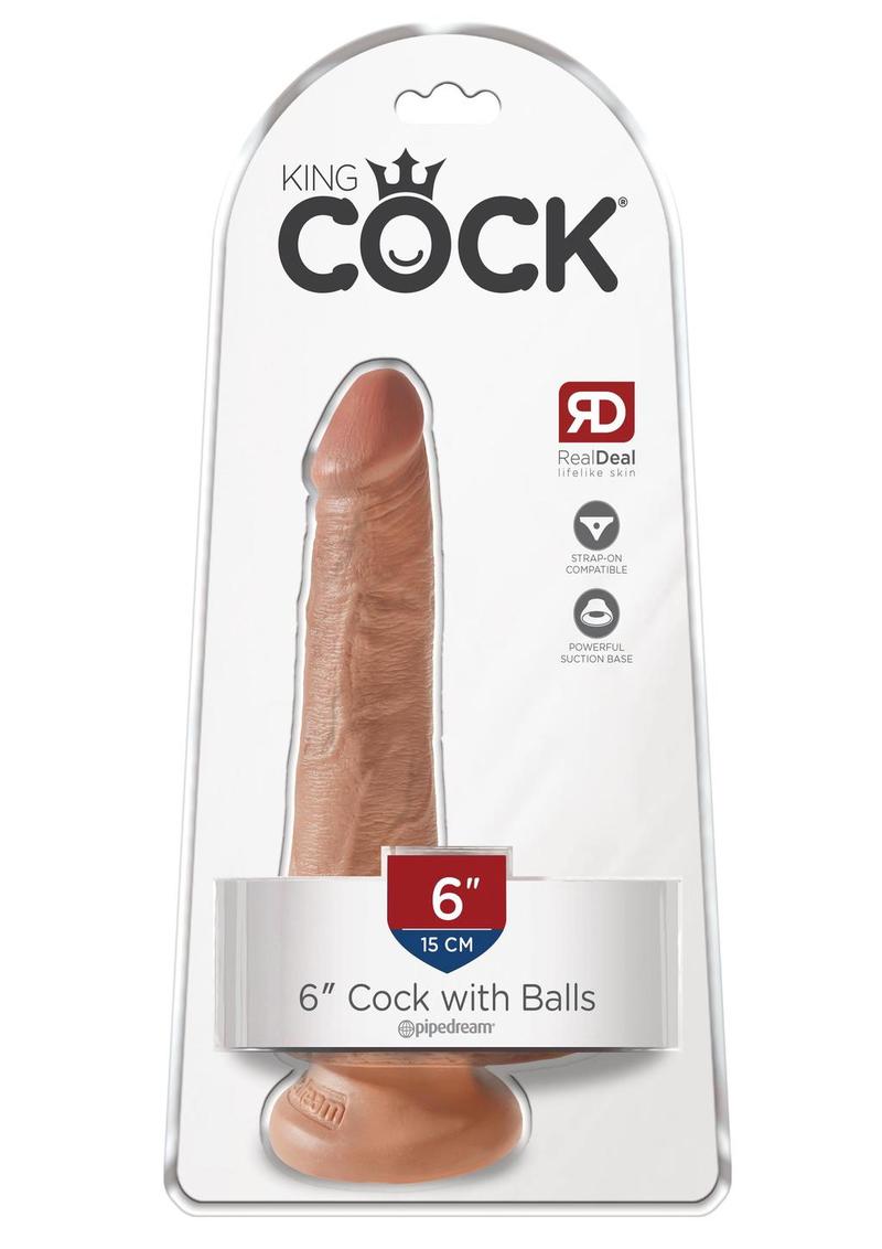 King Cock Realistic Dildo With Balls Tan 6 Inch