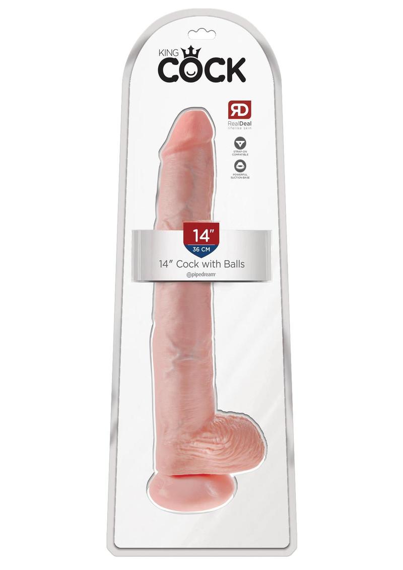 King Cock Realistic Dildo With Balls Flesh 14 inch