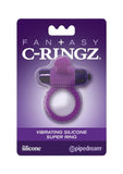 Anillo vibrador para el pene Fantasy C-Ringz de silicona texturizado, resistente al agua, morado, 2,32 pulgadas de diámetro