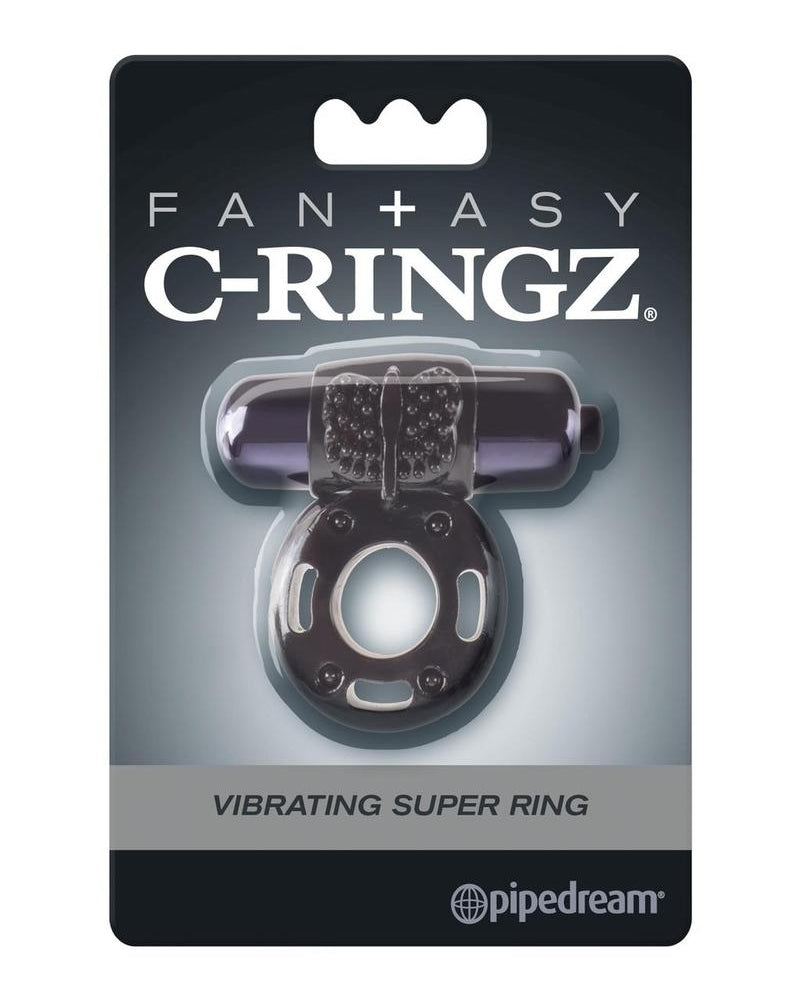 Anillo vibrador para el pene Fantasy C-Ringz con textura, resistente al agua, color negro, 2,32 pulgadas de diámetro