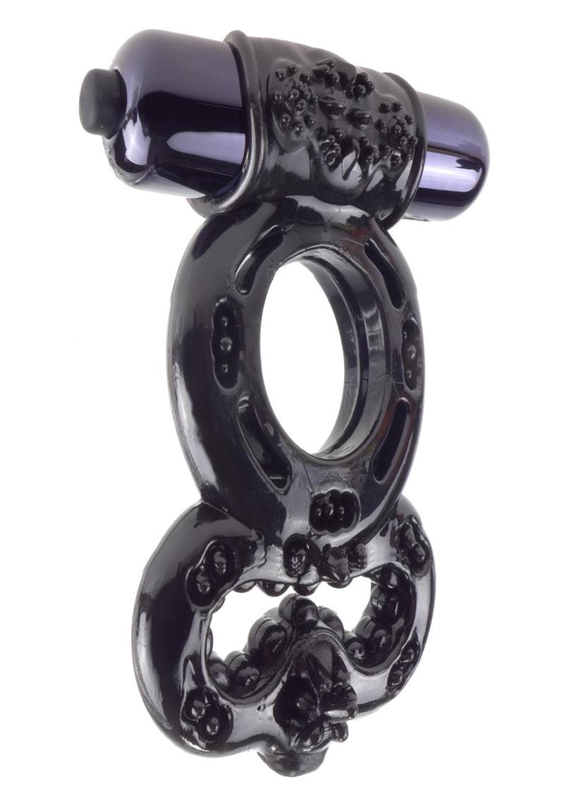 Anillo vibrador para el pene Fantasy C-Ringz Infinity Super Ring texturizado resistente al agua y color negro