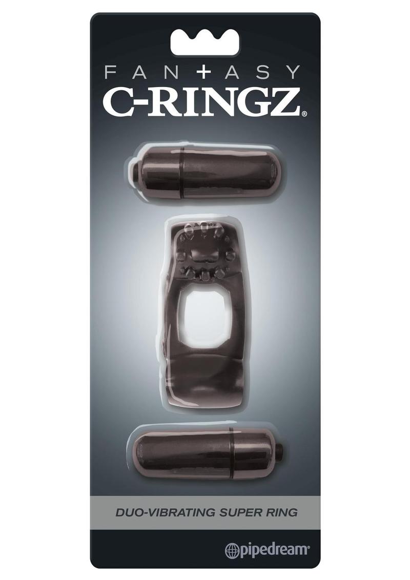 Anillo vibrador supergrande Fantasy C-Ringz Duo con estimulación del clítoris, resistente al agua, color negro