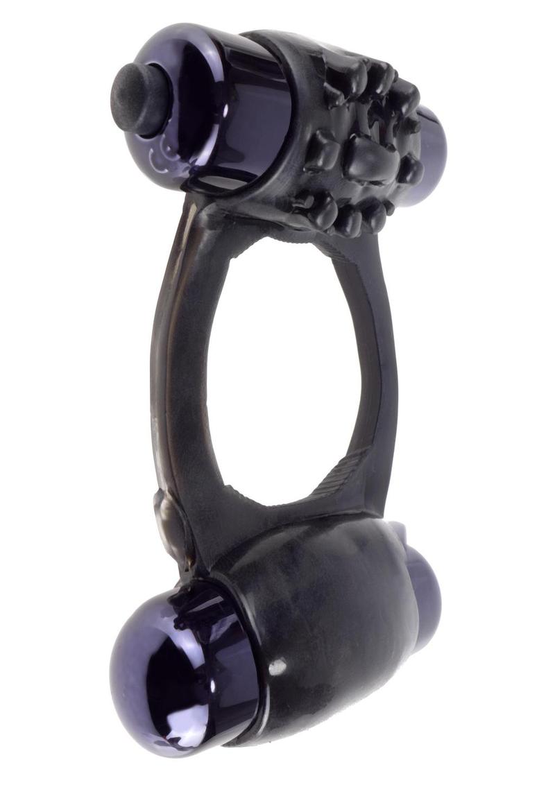 Anillo vibrador supergrande Fantasy C-Ringz Duo con estimulación del clítoris, resistente al agua, color negro