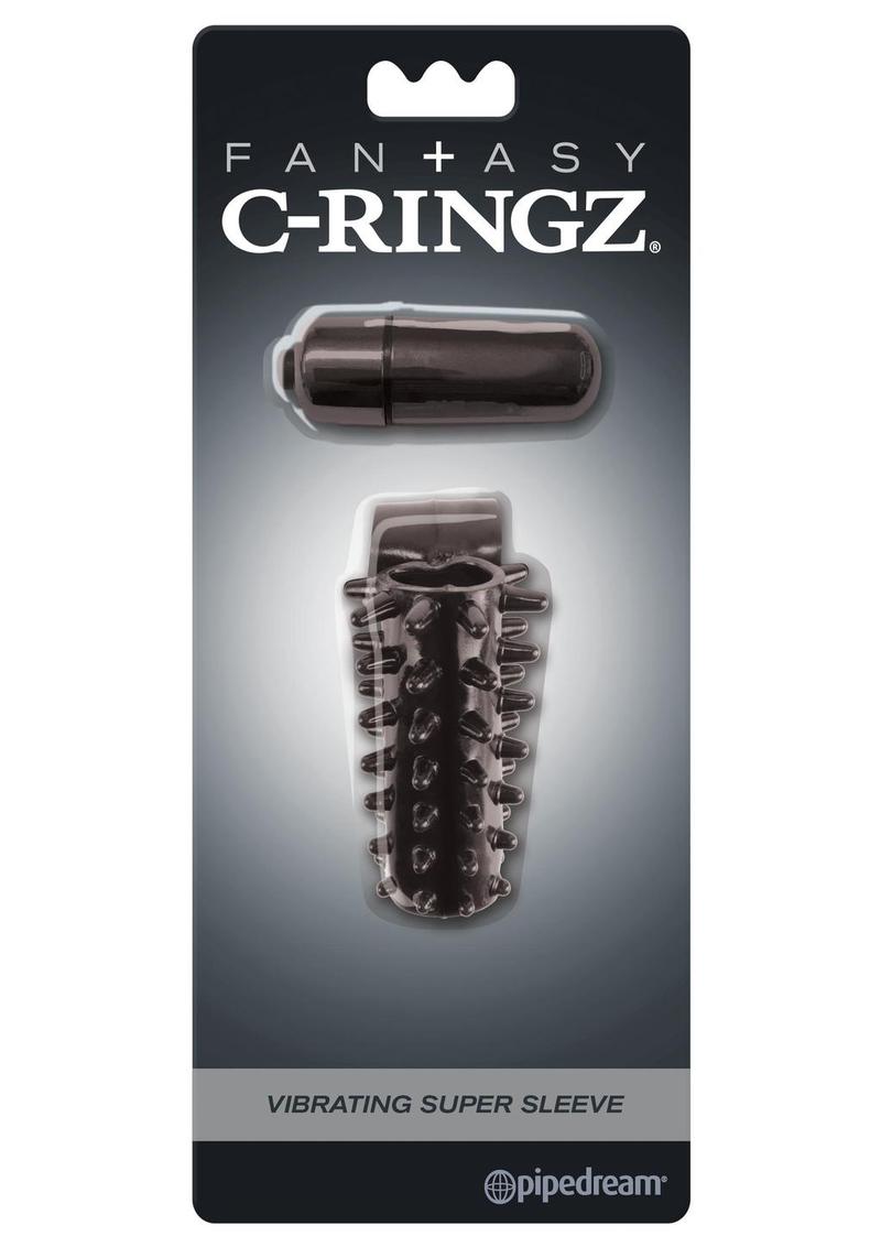Fantasy C-Ringz Vibrating Super Sleeve Textured Cock Sleeve Showerproof Black