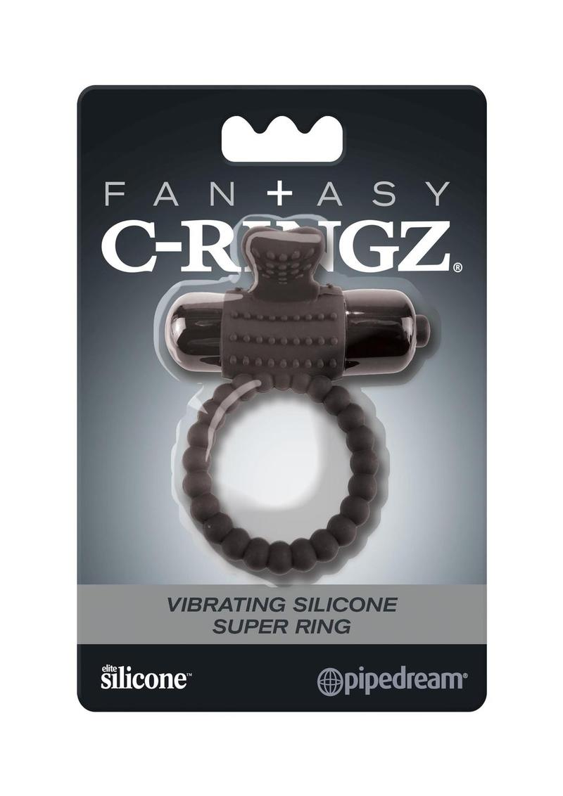 Anillo vibrador para el pene Fantasy C-Ringz de silicona texturizado resistente al agua, color negro, 2,32 pulgadas de diámetro