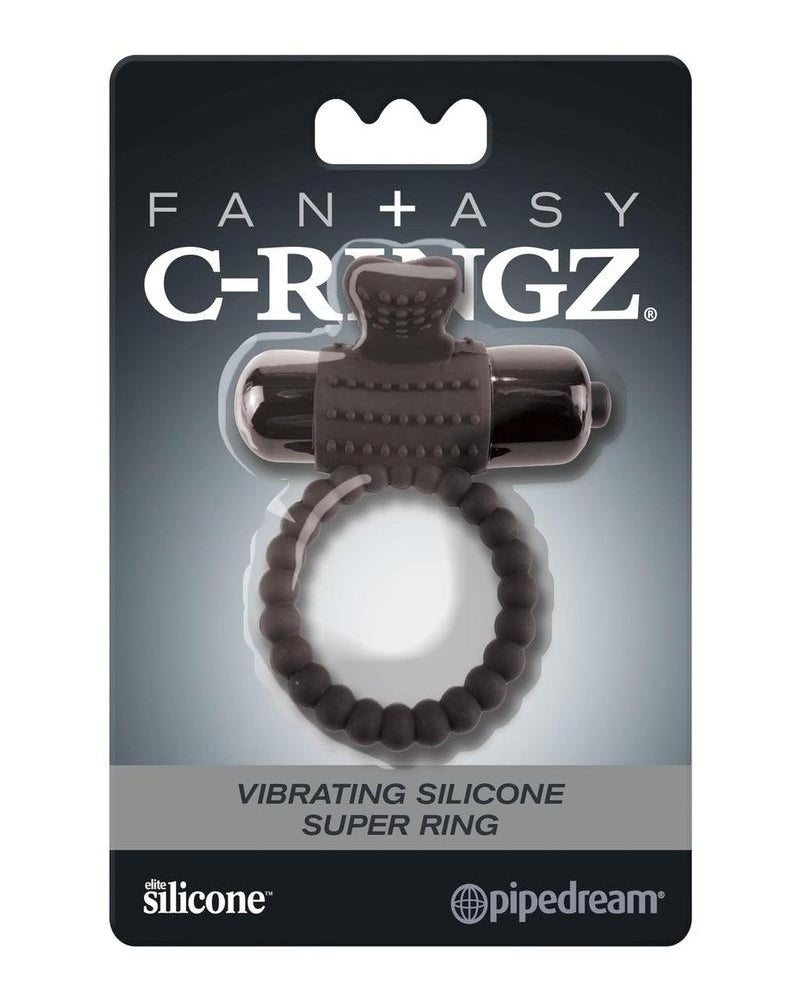 Anillo vibrador para el pene Fantasy C-Ringz de silicona texturizado resistente al agua, color negro, 2,32 pulgadas de diámetro