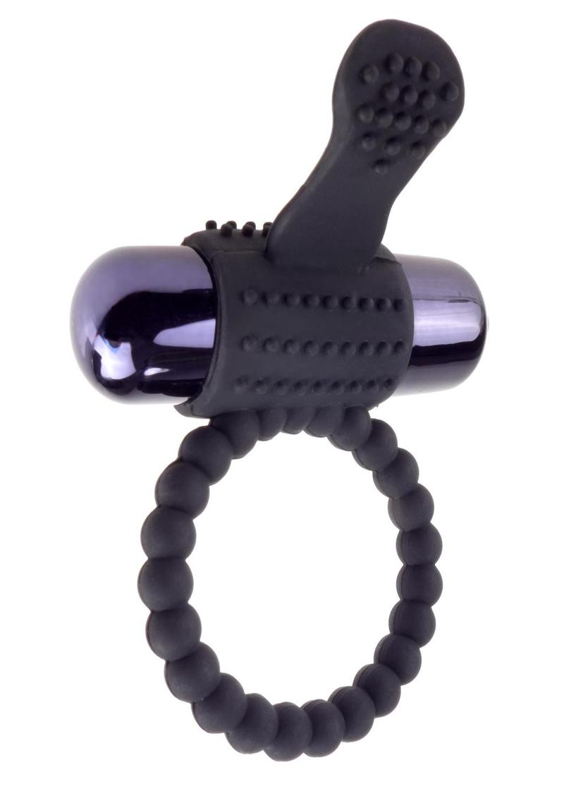 Fantasy C-Ringz Vibrating Silicone Super Ring Textured Cockring Waterproof Black 2.32 Inch Diameter