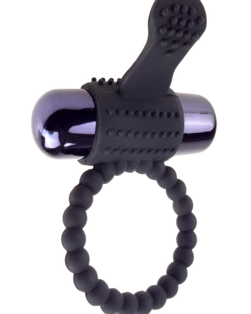 Anillo vibrador para el pene Fantasy C-Ringz de silicona texturizado resistente al agua, color negro, 2,32 pulgadas de diámetro