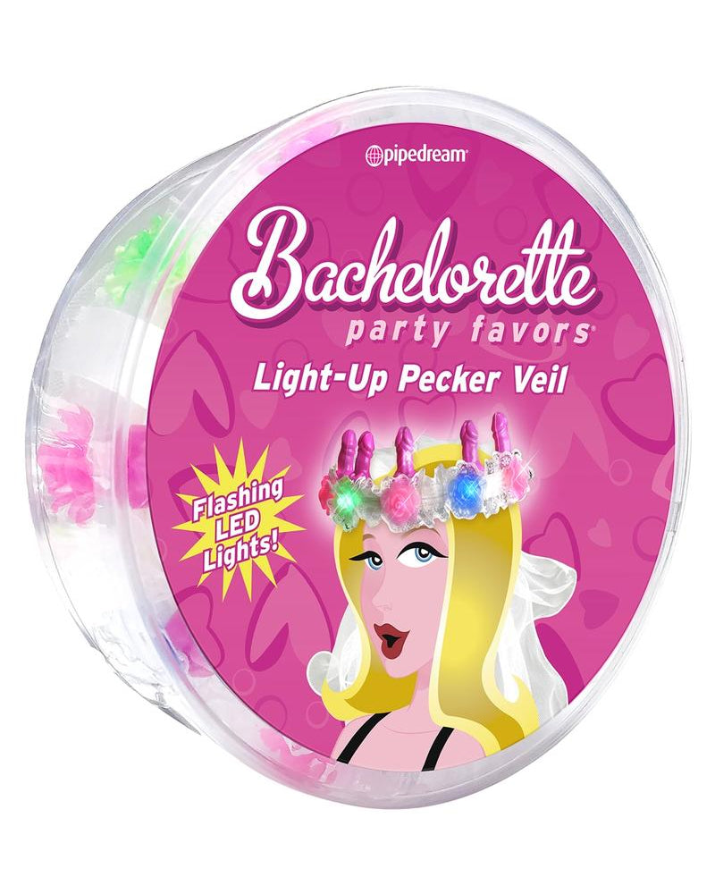 Bachelorette Party Favors Light-Up Pecker Veil Multi-Color Lights