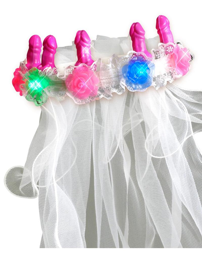 Bachelorette Party Favors Light-Up Pecker Veil Multi-Color Lights
