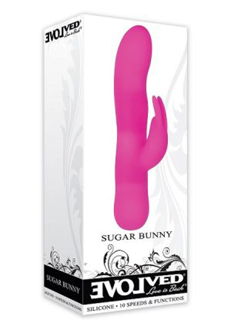 Vibrador de silicona Evolved Sugar Bunny resistente al agua, color rosa, 6,75 pulgadas