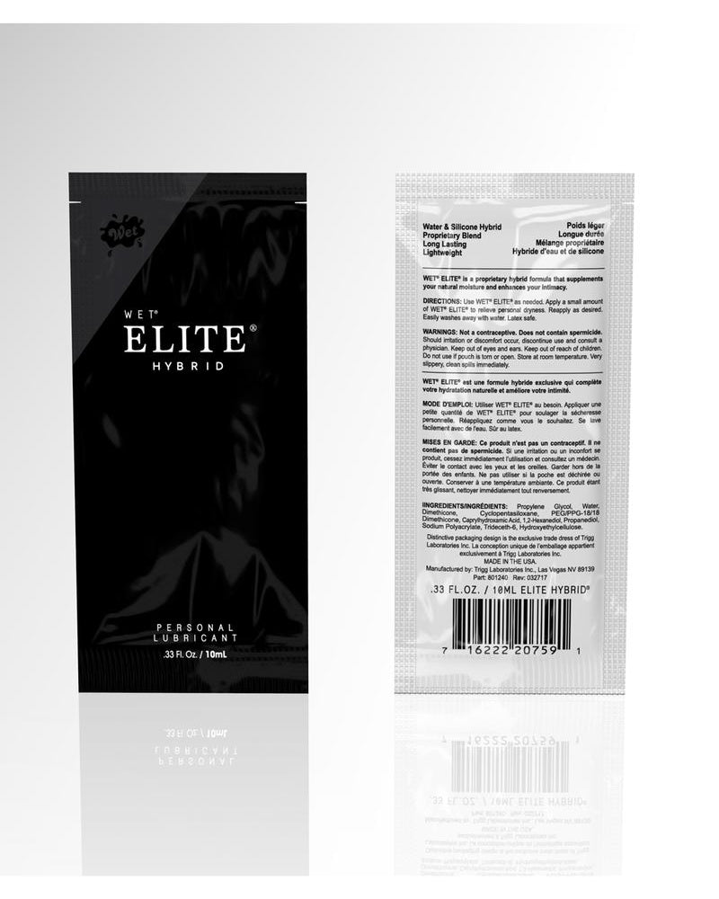 Lubricante personal híbrido Wet Elite, 120 sobres de aluminio por recipiente