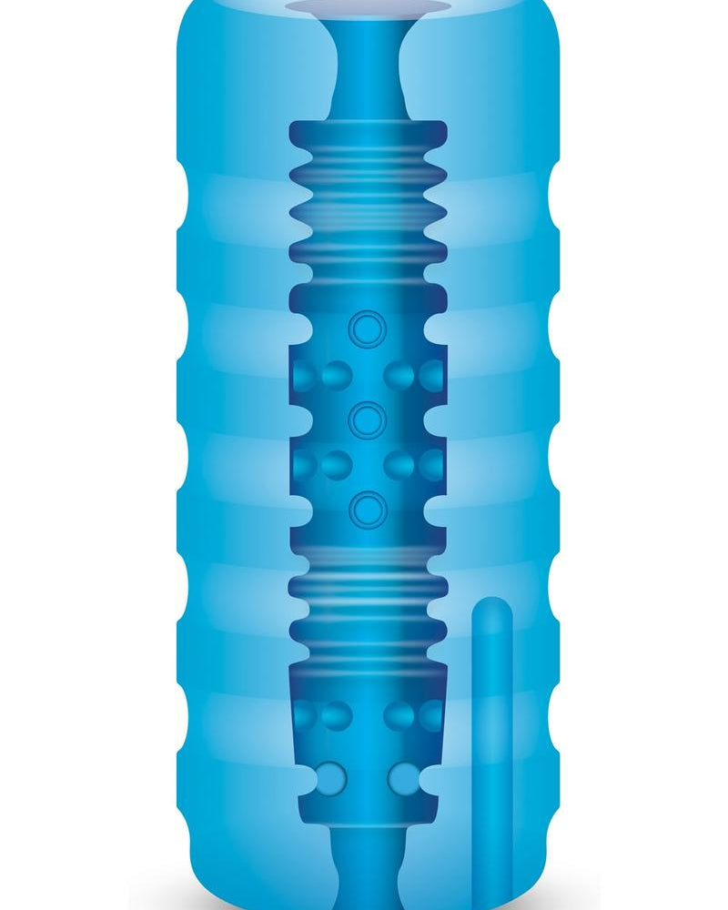 Zolo Backdoor Stroker Squeezable Vibrating Masturbator Stroker Blue