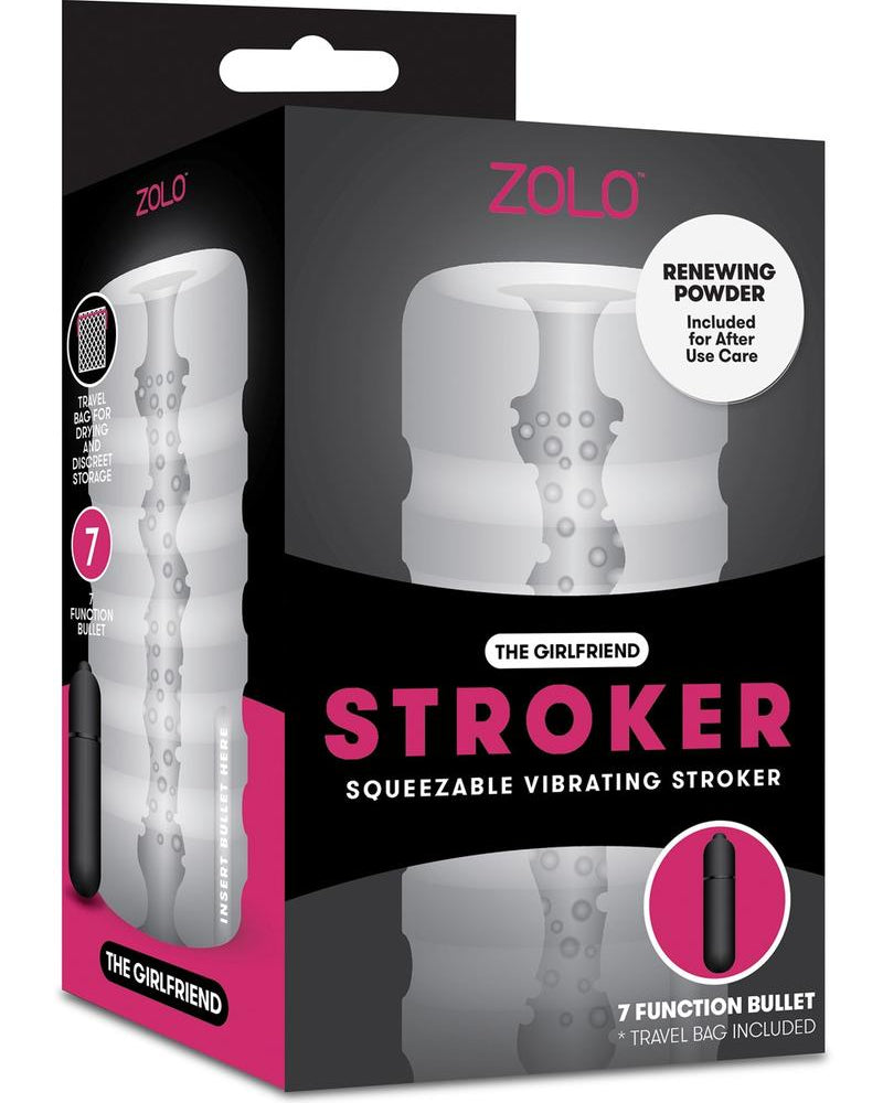 Zolo The Girlfriend Stroker Squeezable Vibrating Masturbator Stroker Clear