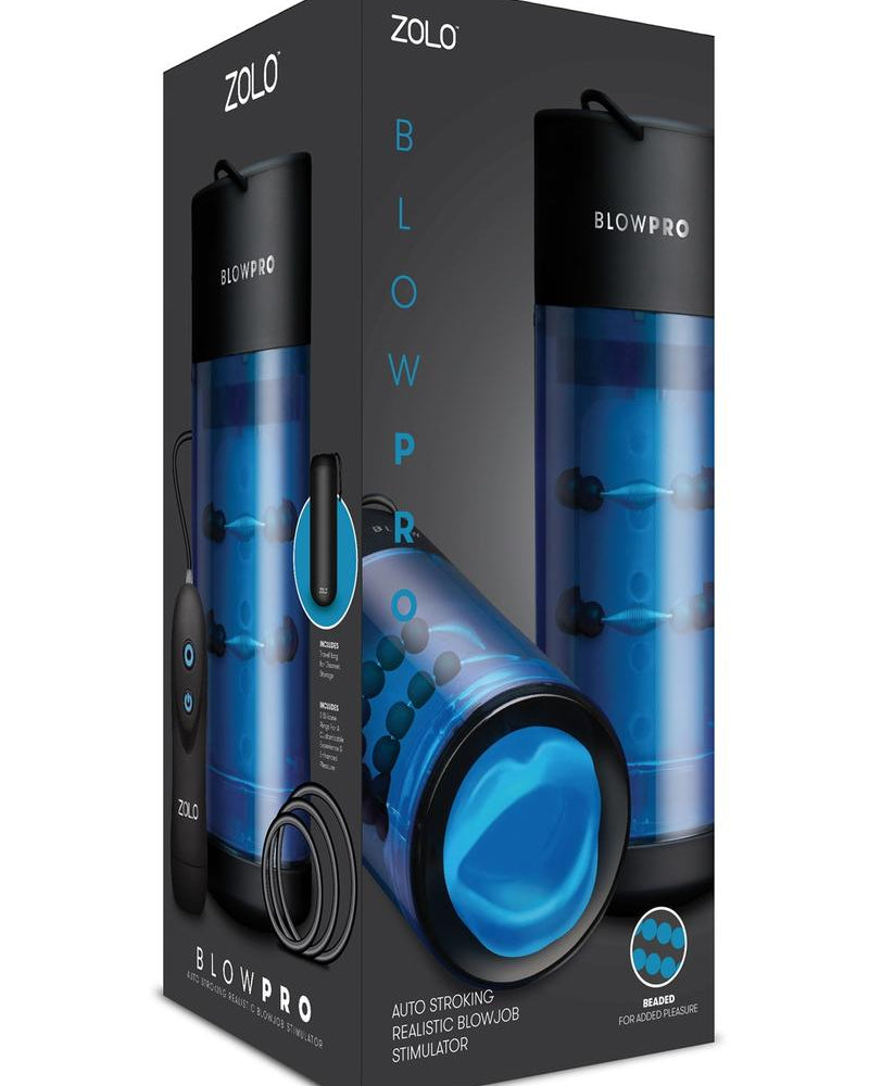 Zolo Blowpro Auto Stroking Realistic Blowjob Stimulator Wired Remote Control Textured Masturbator