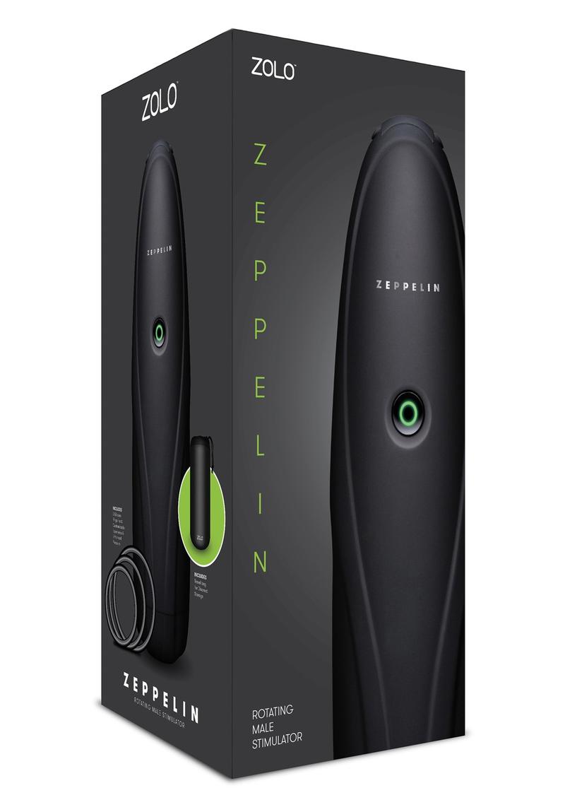 Zolo Zeppelin Rotating Male Stroker Textured Masturbator Black