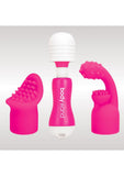 Mini masajeador recargable Bodywand de silicona con dos accesorios, color rosa