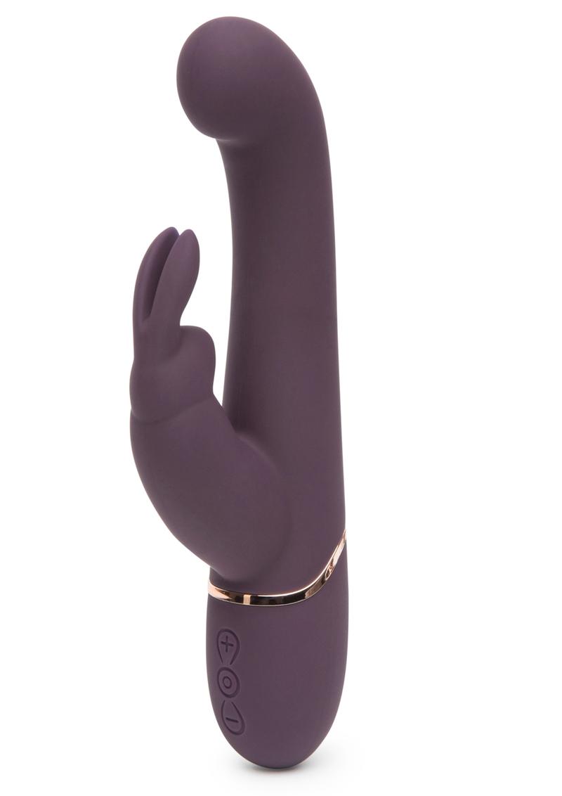 Vibrador de conejo delgado recargable por USB Ven a la cama Fifty Shades Freed, color negro