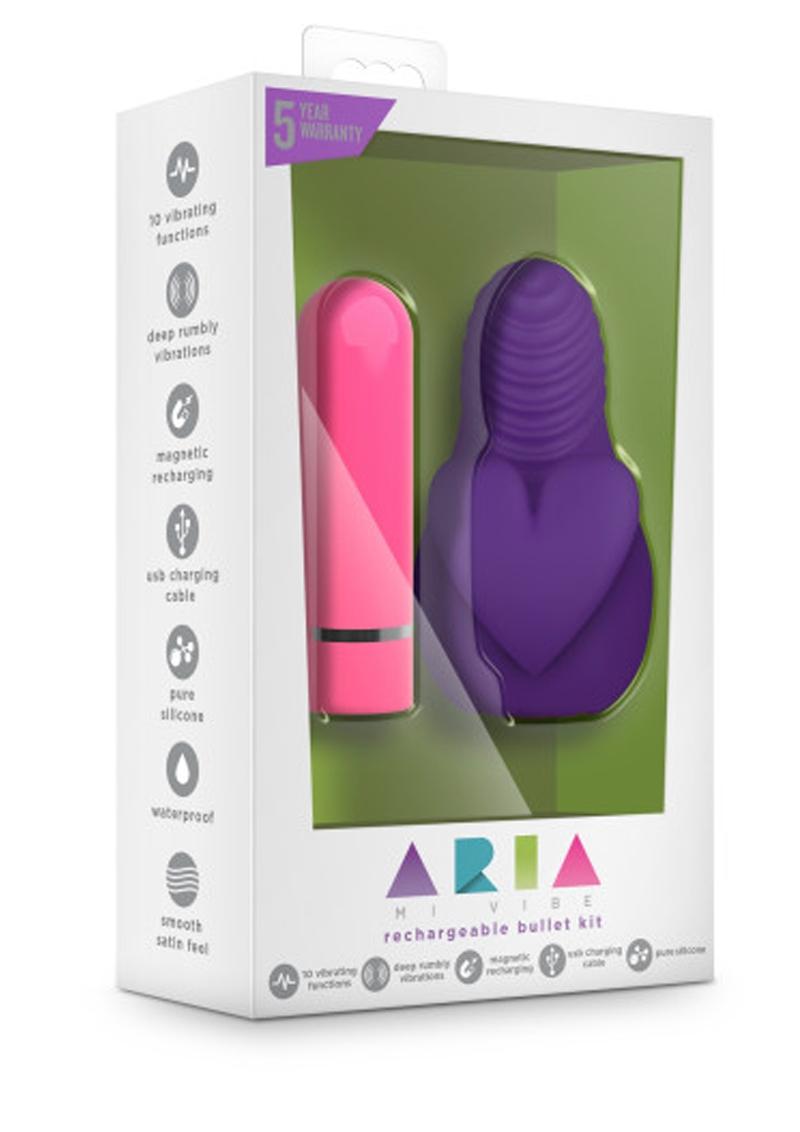 Aria Mi Vibe Silicone Rechargeable Bullet Kit Waterproof Plum