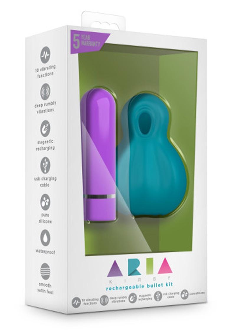 Kit de balas recargables de silicona Aria Kirby resistente al agua color aguamarina