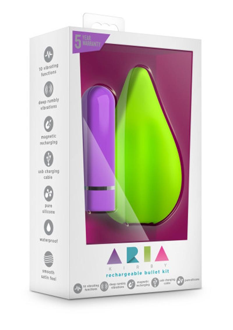 Kit de balas recargables de silicona Aria Sweet Leaf, impermeables, color verde