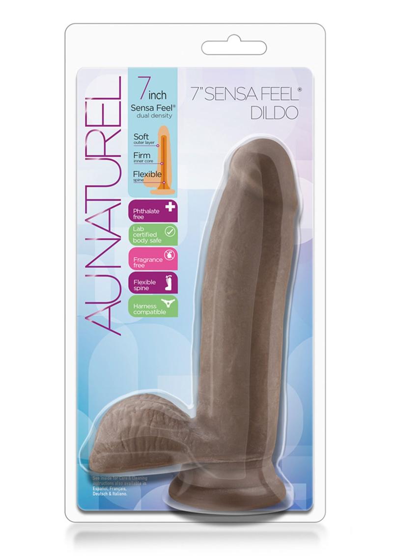 Au Naturel Sensa Feel Dildo 7 inch Brown Dildo Non Vibrating