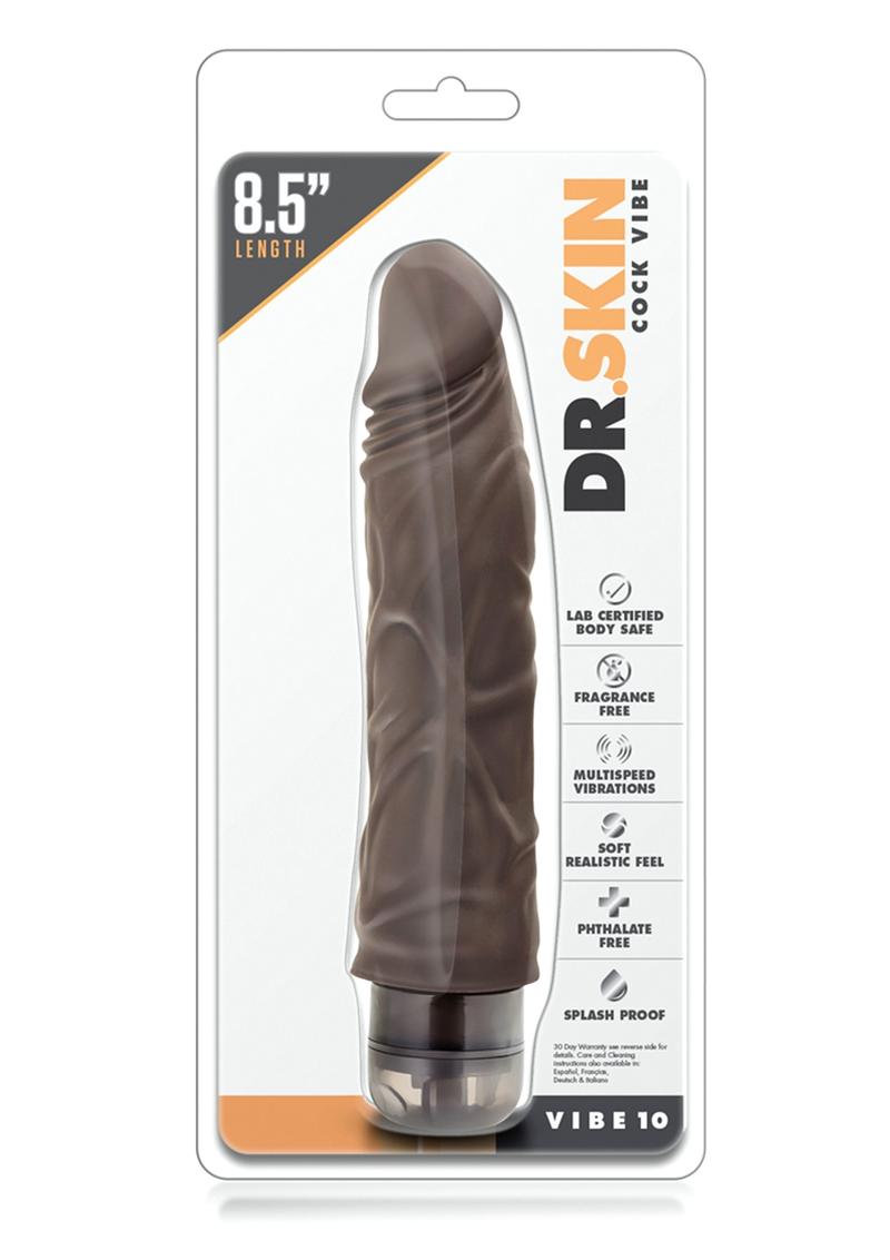 Dr. Skin Cock Vibe 10 Realistic Vibrator Splashproof Chocolate 8.5 Inch