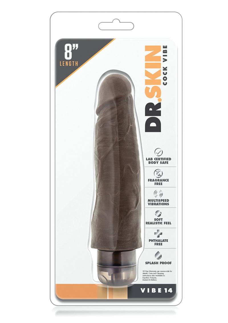 Dr. Skin Cock Vibe 14 Realistic Vibrator Splashproof Chocolate 8 Inch