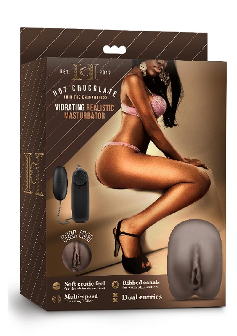 hot Chocolate Erin The Enchantress Vibrating Realistic Dual Entry Masturbator Chocolate 6.25 Inch