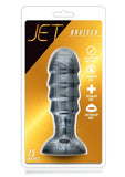 Tapón anal texturizado Jet Bruiser con ventosa, color negro metalizado, 7,5 pulgadas