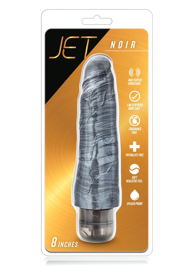 Jet Noir Anal Vibrating Dildo Carbon Metallic Black 7.5 Inches