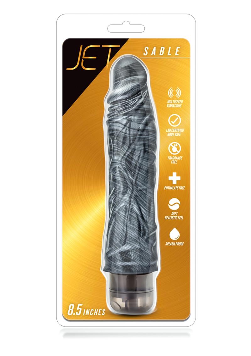 Jet Sable Anal Vibrating Dildo Waterproof Carbon Metallic Black 8.5 Inches