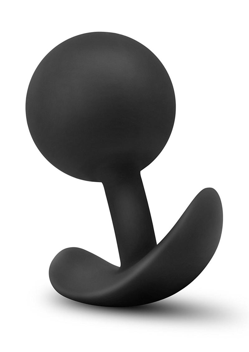 Tapón anal de silicona de dos tonos VibraPlug de lujo, color negro, 3,5 pulgadas