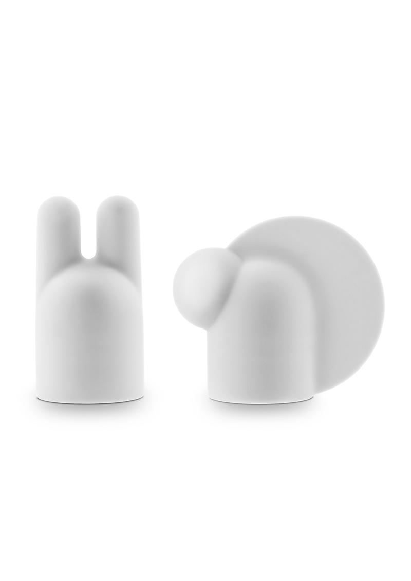 Noje Pleasure Wand Silicone Heads White 2 Each Per Pack