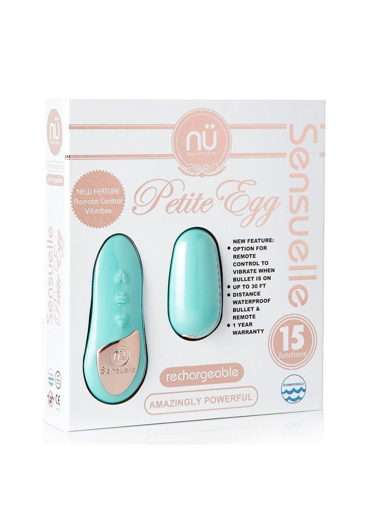 Sensuelle 15 Function USB Rechargeable Wireless Remote Control Petite Silicone Egg Waterproof Teal Blue