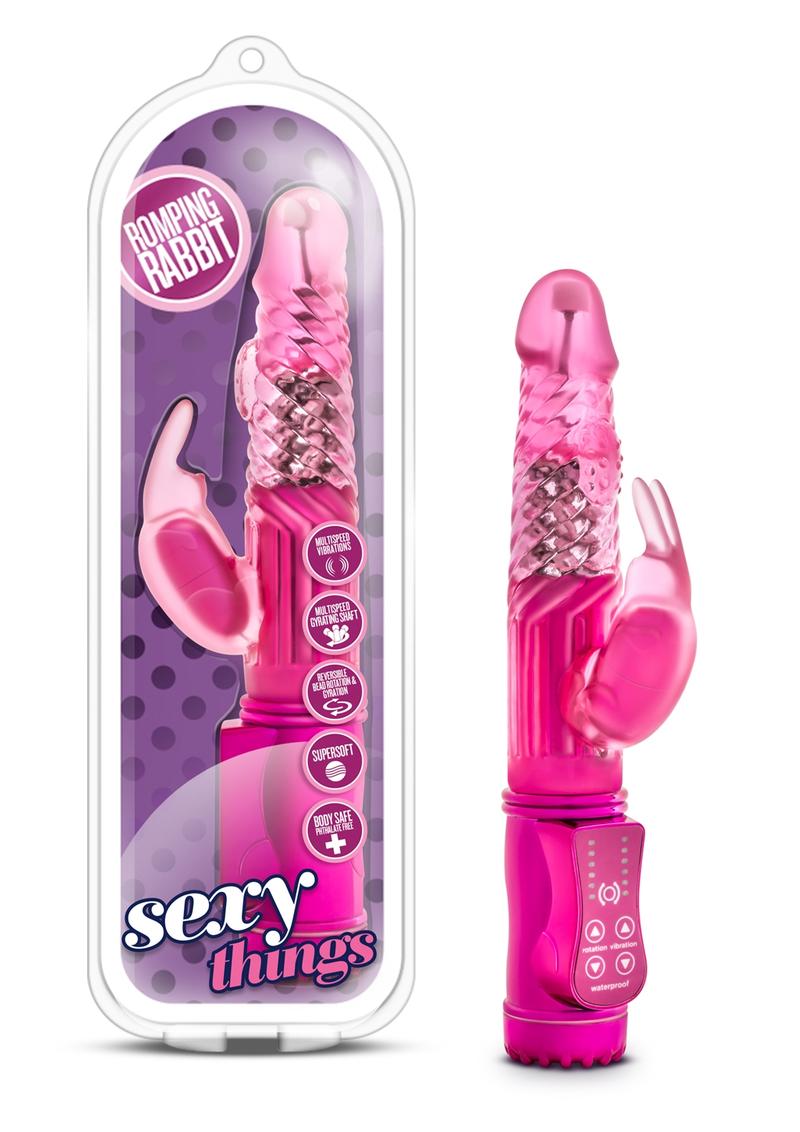 Vibrador giratorio de conejo sexy things, color fucsia, 23 cm