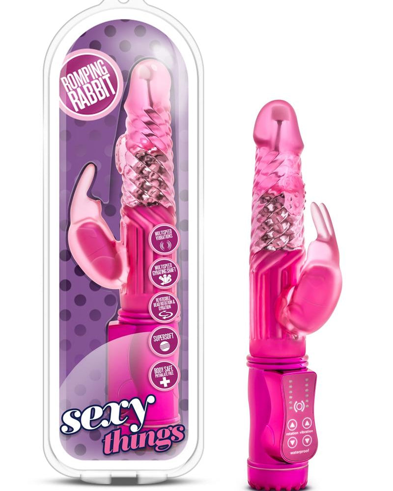 Vibrador giratorio de conejo sexy things, color fucsia, 23 cm