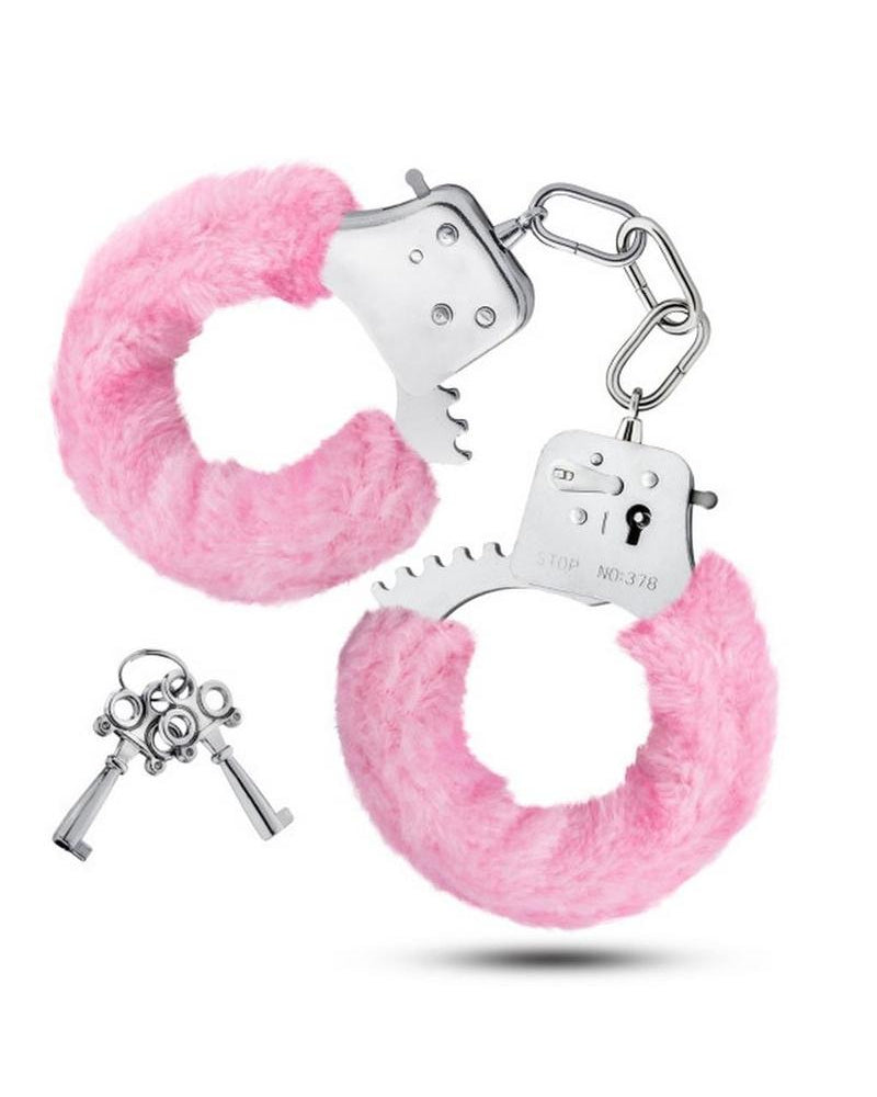 Esposas ajustables de piel sintética Temptasia con llaves en color rosa